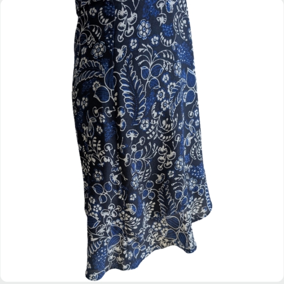 J.Crew Navy Blue Floral Faux Wrap Dress Size 0 V-Neck Mini Summer - Picture 6 of 13